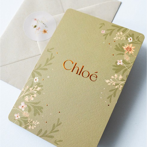 Uniek geboortekaartje met bloemen in stoer groen - Chloe