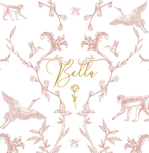 Geboortekaartje met dieren roze patroon chique - Bella