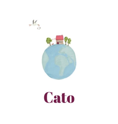 Geboortekaartje met illustratieve wereldbol - Cato