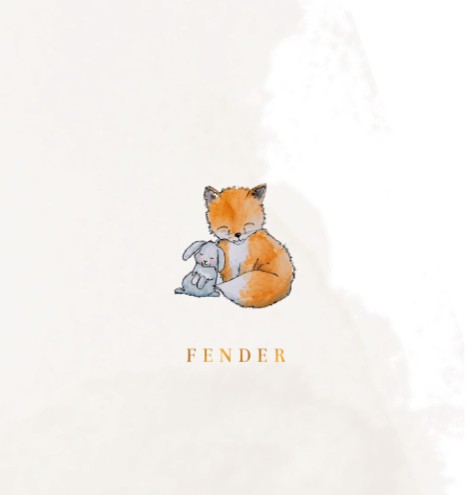 Geboortekaartje jongen illustratief met vosje en konijn - Fender
