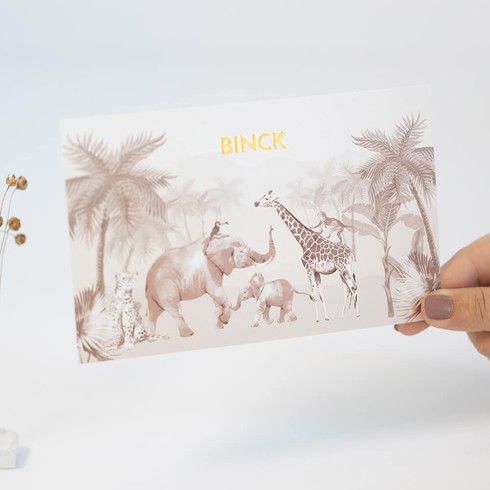 Jungle geboortekaartje met dieren - Binck