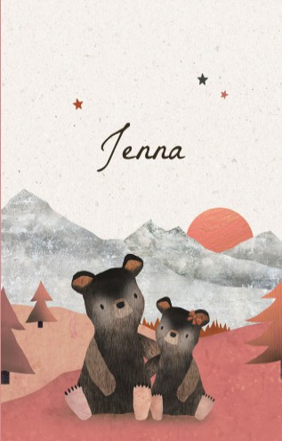 Geboortekaartje voor een meisje met beertjes zusjes in roze - Jenna