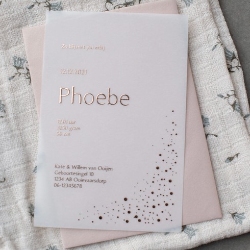 Geboortekaartje kalkpapier - stipjes Phoebe