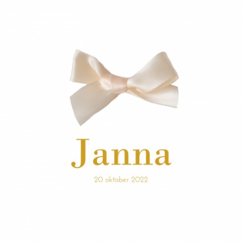 Geboortekaartje strikje folie - Janna