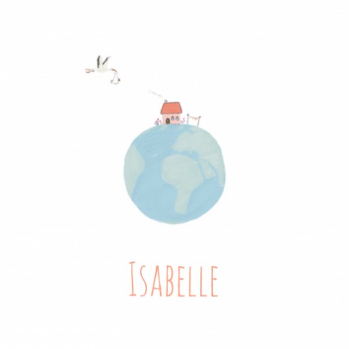 Geboortekaartje Meisje Wereldbol Roze Isabelle