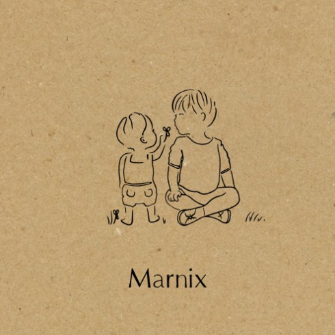 Stoer geboortekaartje met kraft look - Marnix