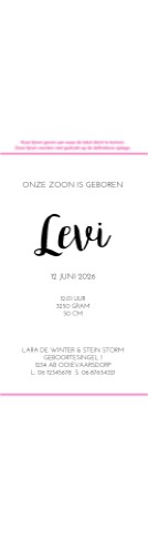 Wikkel van kalkpapier bij typografisch geboortekaartje - Levi