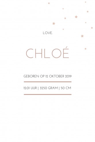 Stoer geboortekaartje met meisjes silhouetje op wereldbol - Chloe