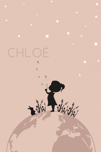Stoer geboortekaartje meisje silhouetje wereldbol - Chloe voor