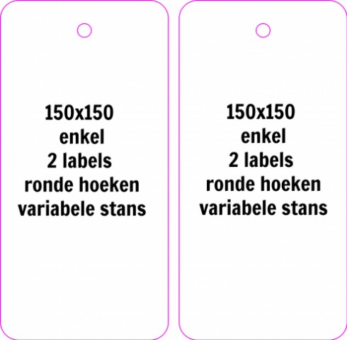 150x150 2 labels ronde hoeken variabele stans voor