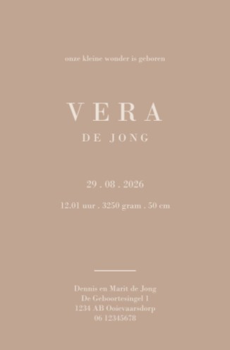 Achterkaartje roze - Vera (2 van 2) achter