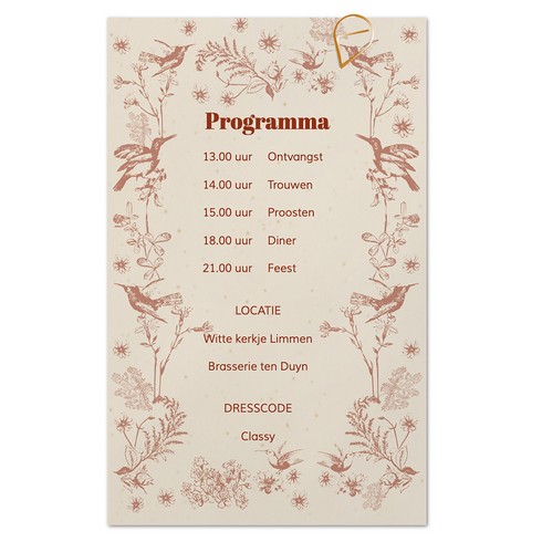 Botanische Trouwkaart met romantisch design