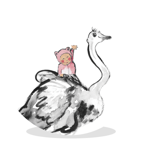 Sluitsticker -  struisvogel meisje - EBB voor