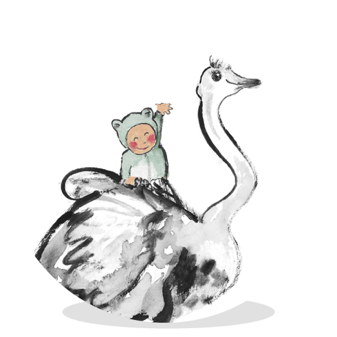 Sluitsticker -  struisvogel jongen - EBB