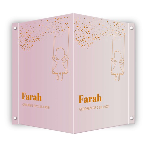 Geboortebord Farah silhouetje meisje schommel - 50x70
