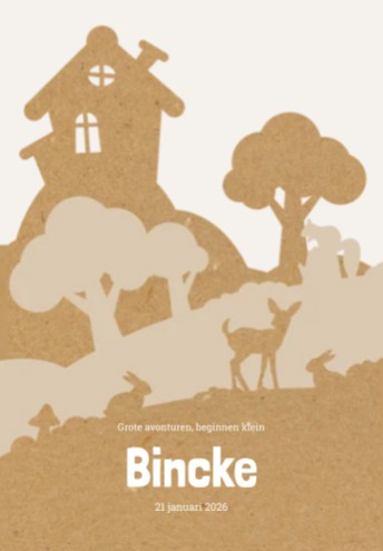 Geboorte poster avontuurlijk met bosdieren en kraftlook - Bincke