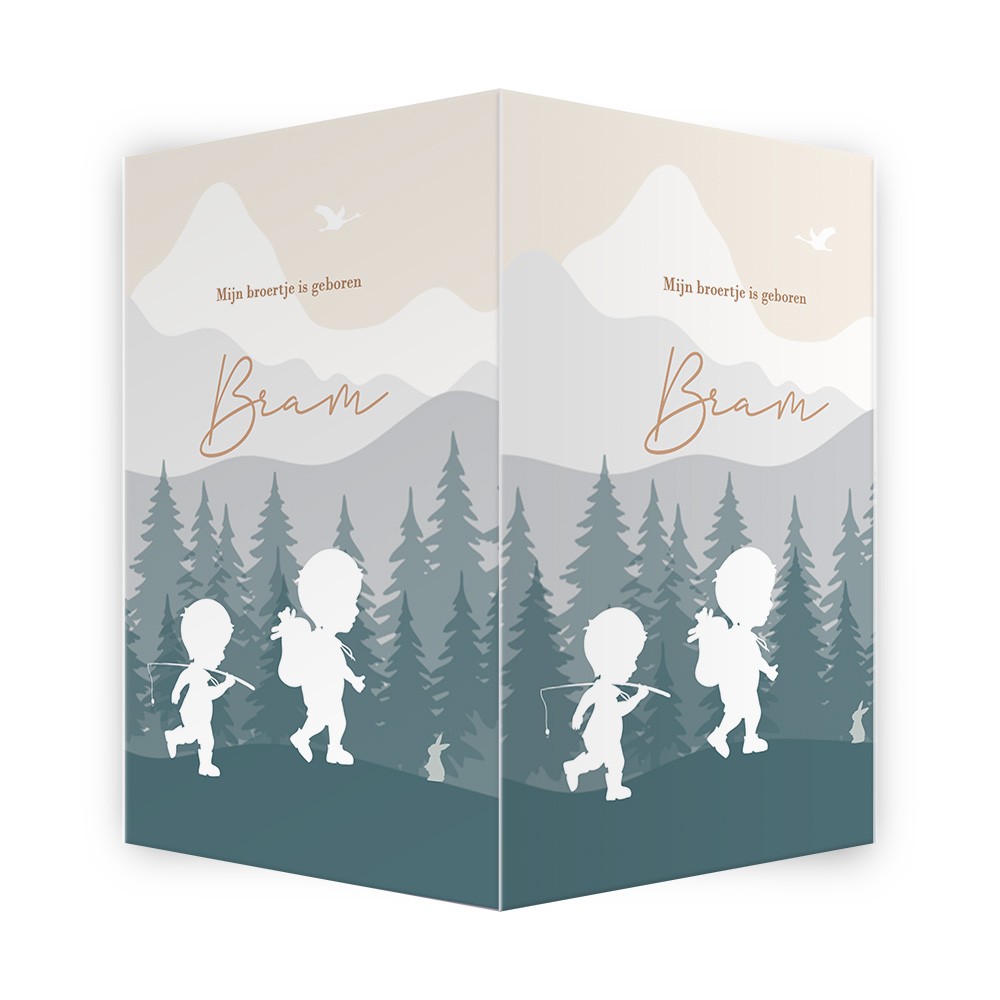 Geboortebord met silhouet van broertjes - Bram