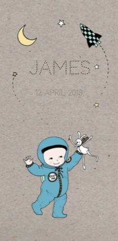 Geboortekaart heelal astronaut - James JH