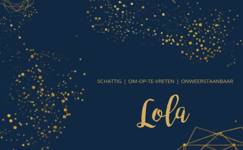 Geboortekaart Lola - goud sprinkles achter
