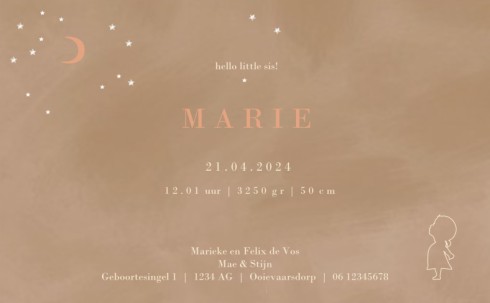 Geboortekaartje 3 kindjes silhouette - Marie achter