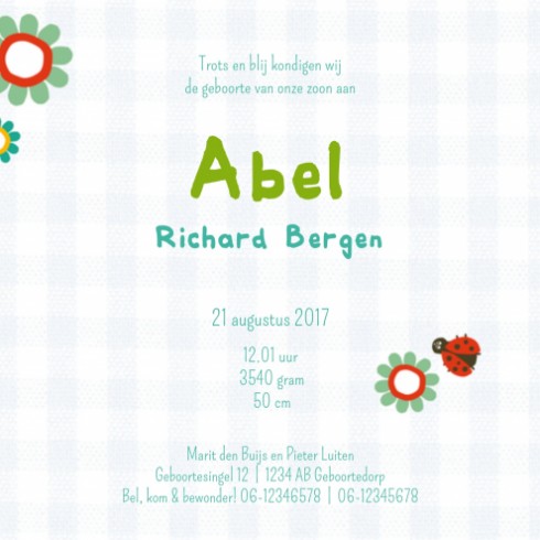 Geboortekaartje - Abel - HK