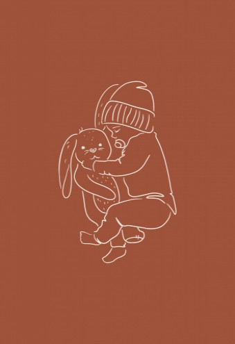 Achterkaartje - konijn knuffel lijntekening - Sammy (2 van 2)