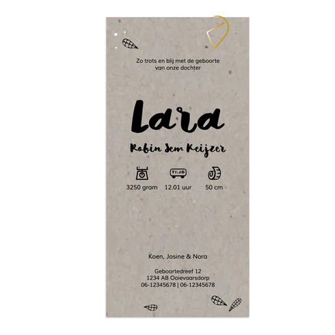 Geboortekaartje met fotostrip - Lara