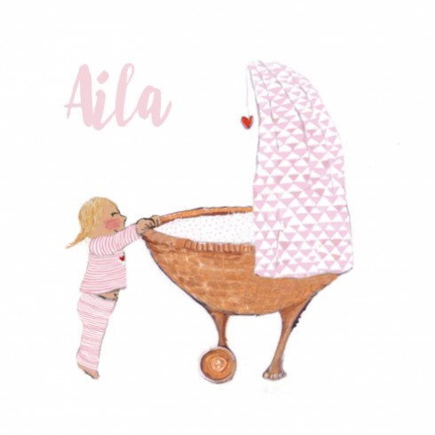 Geboortekaartje Aila met zus - EB