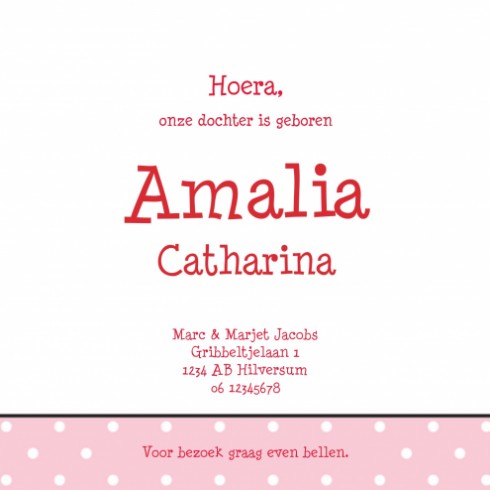 Geboortekaartje Amalia - Gb binnen