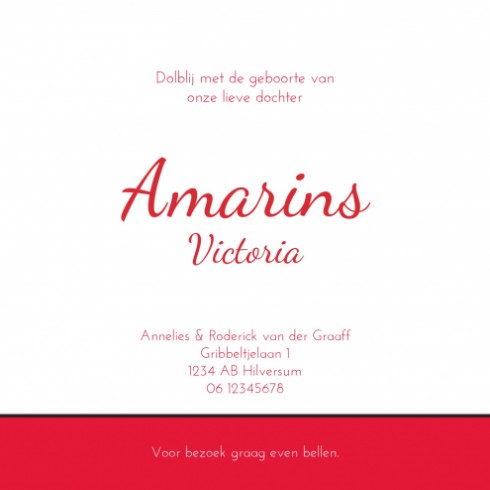 Geboortekaartje Amarins - Gb binnen