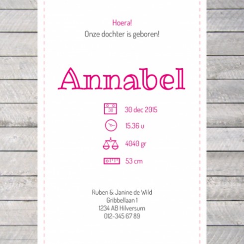 Geboortekaartje Annabel - Gb binnen