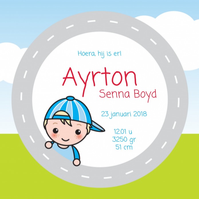 Geboortekaartje Ayrton - Gb binnen