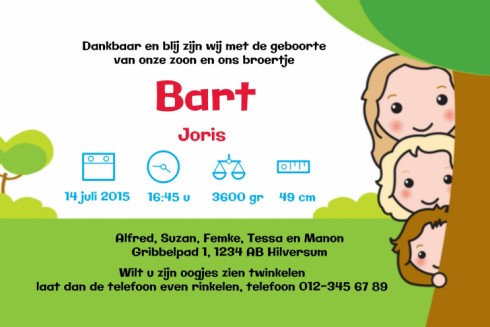 Geboortekaartje Bart - GB