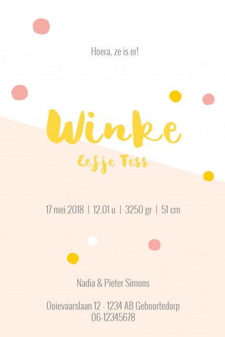 Geboortekaartje beestje Winke - HK