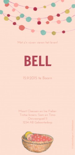 Geboortekaartje Bell - EB achter