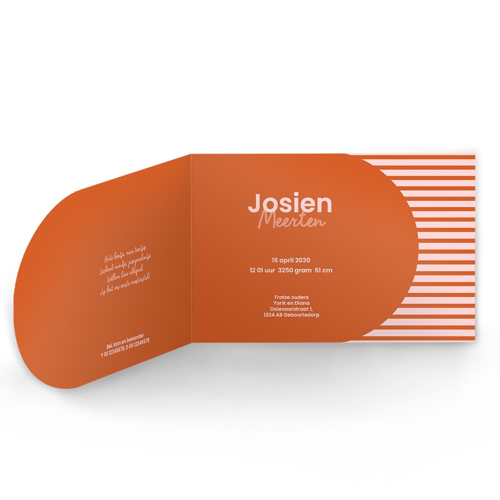 Geboortekaartje voor een meisje in boogvorm met lieve lichten kleuren en stoeren jungle dieren - Josien