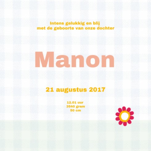 Geboortekaartje bloem - Manon - HK