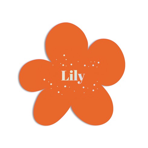 Uniek geboortekaartje met bloem vorm en regenboog folie - Lily