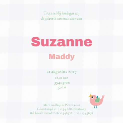 Geboortekaartje boom - Suzanne - HK