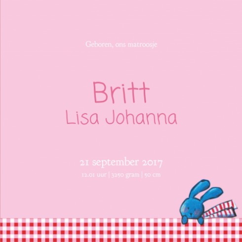 Geboortekaartje Britt - JH binnen