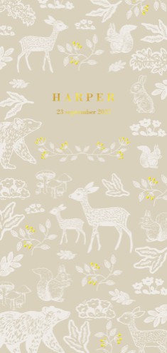 Geboortekaartje bosdieren met folie details - Harper voor