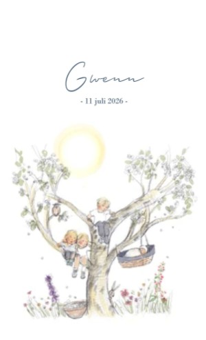 Geboortekaartjes illustratie voor een zoon met broers en zus - Gwenn