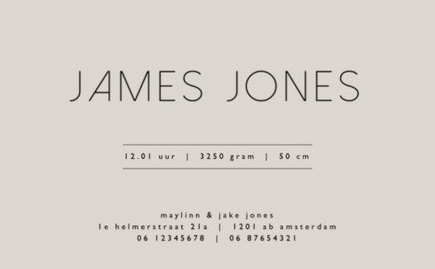 Geboortekaartje Dots James - MC