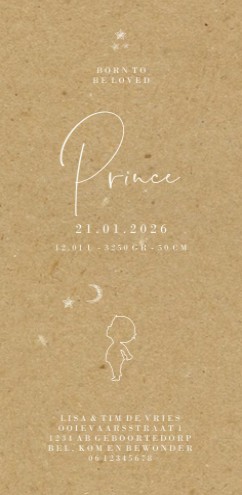 Geboortekaartje op echt kraft - Prince