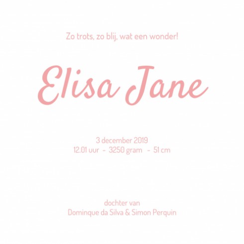 Geboortekaartje - Elisa Jane - DIY binnen