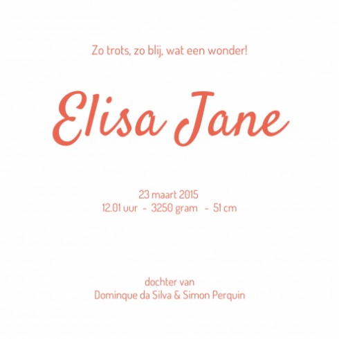 Geboortekaartje - Elisa Jane - SC binnen