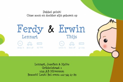 Geboortekaartje Ferdy & Erwin -GB binnen
