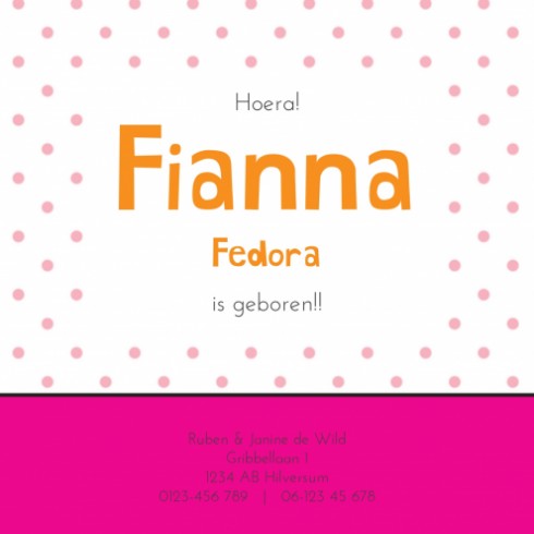 Geboortekaartje Fianna - Gb binnen