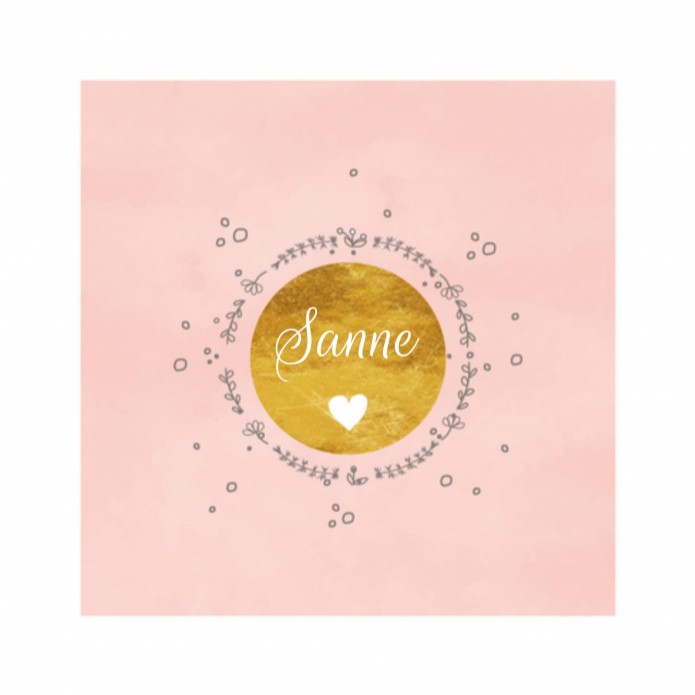 Geboortekaartje Floral hart Sanne - DB