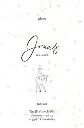 Geboortekaartje groeipapier met stapel van dieren - Jonas